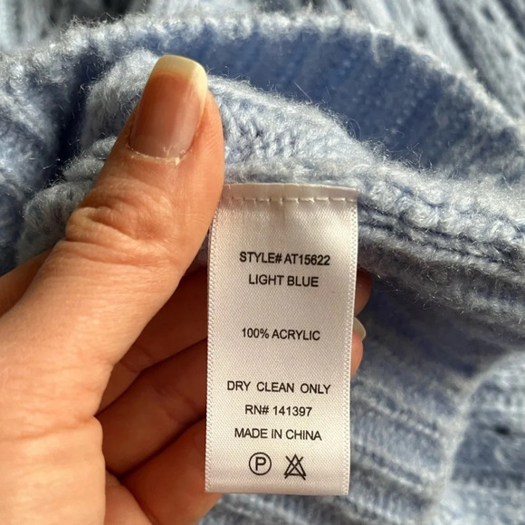 ASTR THE LABEL LIGHT BLUE POINTELLE SWEATER - Picture 4 of 8